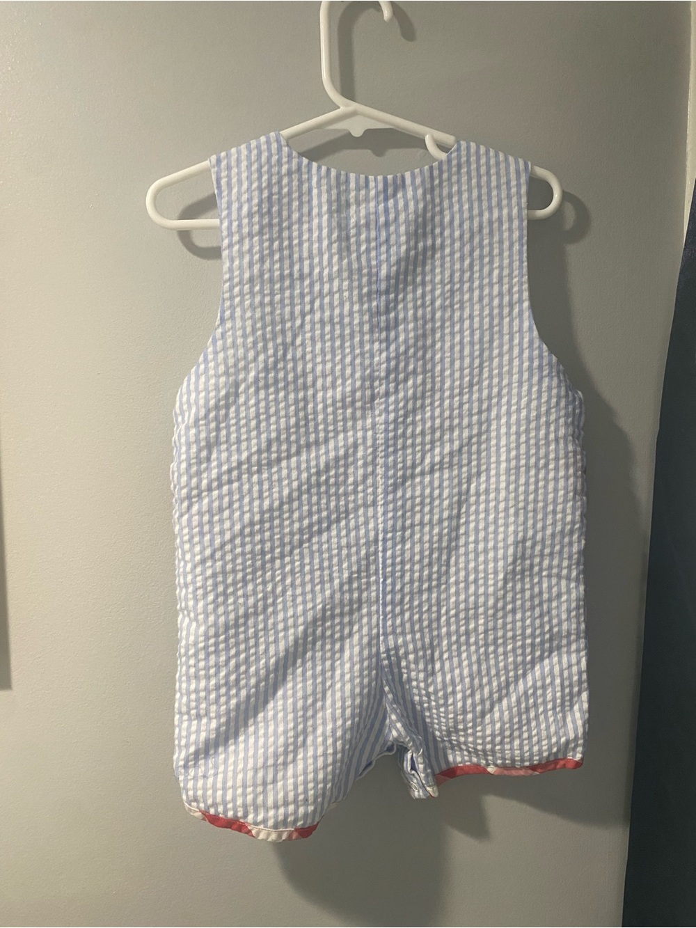 Seersucker Popsicle Shortall - Blue & Red Kids One-Piece - Picture 5 of 5